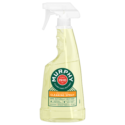 Murphy Oil Soap 22 ounce Multi-Use Wood Cleaning Spray in Orange Scent. The label highlights 99% naturally derived, biodegradable cleaning ingredients that clean, care, and restore wood surfaces.